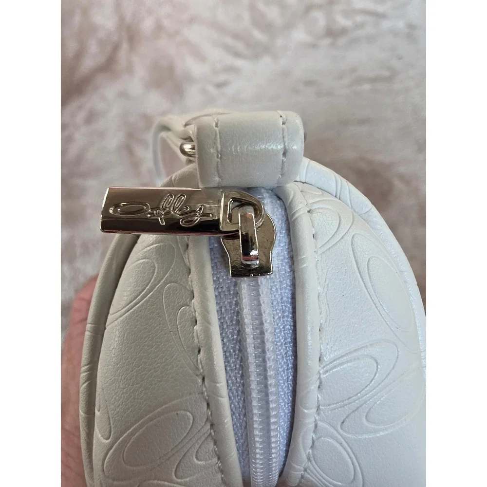 Oakley White Embossed Logo Wristlet Pouch Zip Cosmetic Bag Accessory Case